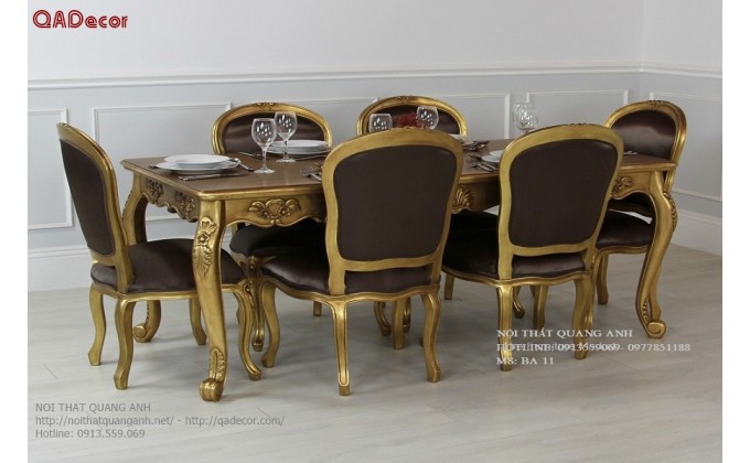 Bộ bàn ghế phòng ăn cổ điển Châu Âu BA08