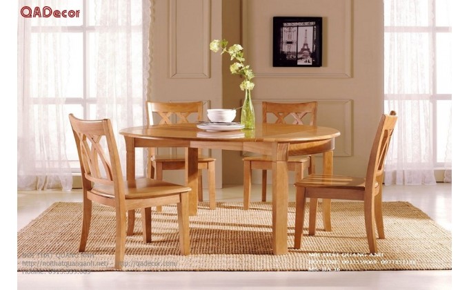 Bộ bàn ghế phòng ăn gỗ Sồi Nga BA16
