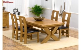 Bàn ghế ăn hiện đại gỗ Sồi Nga BA26