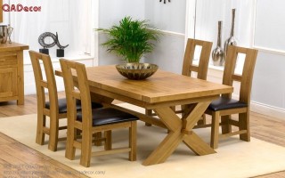 Bàn ghế ăn hiện đại gỗ Sồi Nga BA26