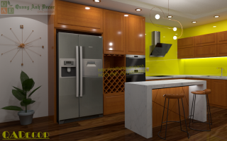 Mẫu tủ bếp gỗ Sồi Mỹ TB199