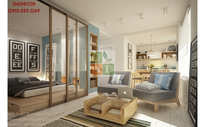 Thiết kế căn hộ chung cư 1 phòng ngủ