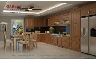 Tủ bếp gỗ Sồi Nga TBGS1