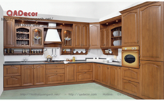 Tủ bếp gỗ xoan đào TBGX1