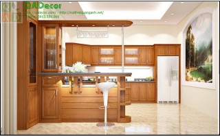 Tủ bếp gỗ Sồi Nga TBGS8