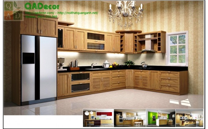 Tủ bếp gỗ góc chữ L - TBG02