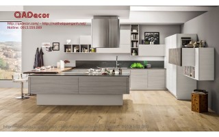 Mẫu tủ bếp laminate có đảo TBL601