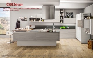 Mẫu tủ bếp laminate có đảo TBL601