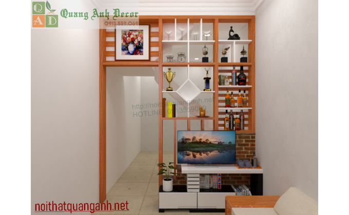 Vách ngăn cầu thang bằng gỗ VN918