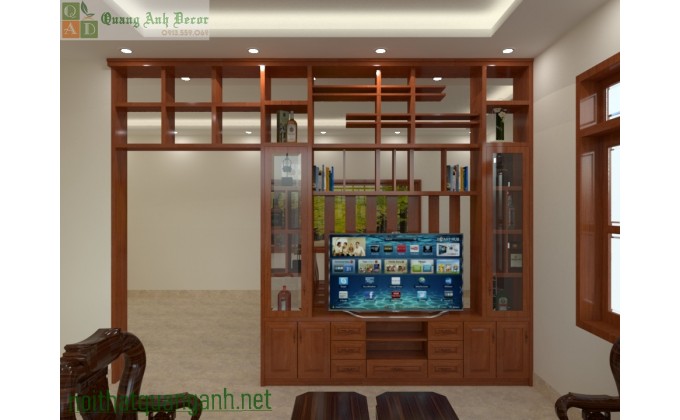 VÁCH NGĂN PHÒNG KHÁCH GỖ GÕ ĐỎ VN