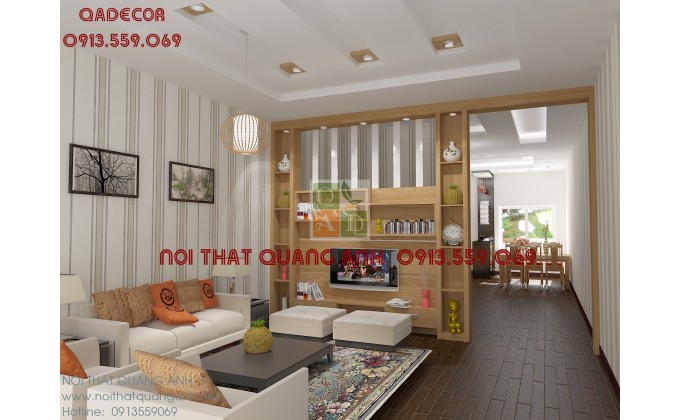 Kệ trang trí phòng khách nhà phố KTT109